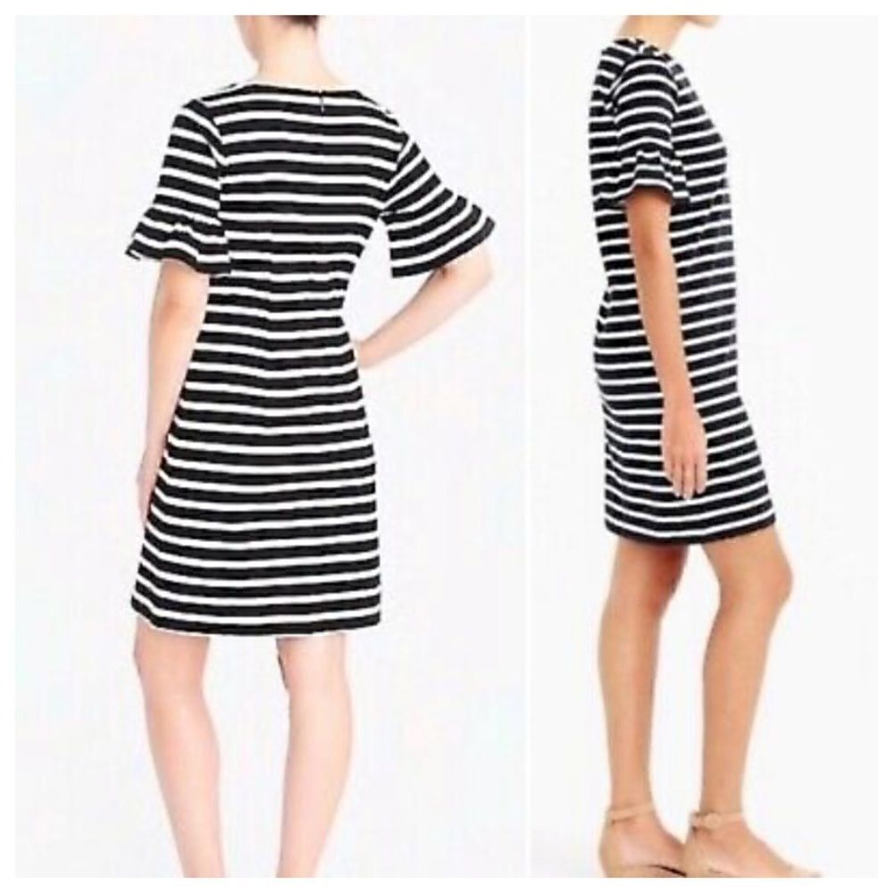 J. Crew striped ruffled sleeve dress size XS